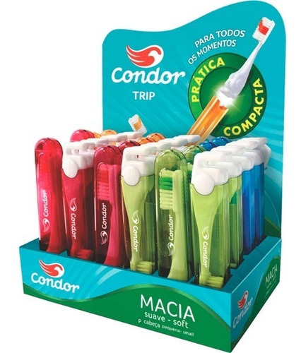 Imagen 1 de 6 de Cepillo Dental Dientes Viaje Trip Medium Colores X24 Condor