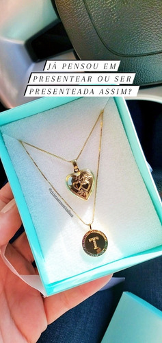 Colar Relicário Coração Semijoia Folheado Ouro 18k
