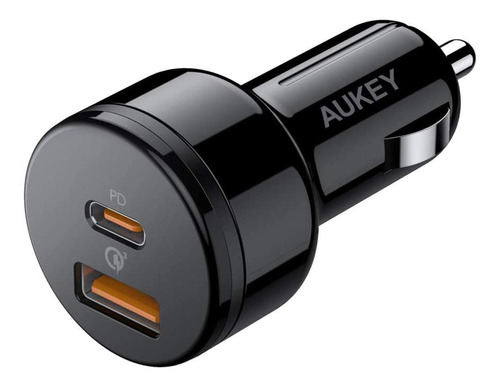 Aukey Cargador De Vehículo Usb-a / Usb-c 36w Negro - Cc-y18