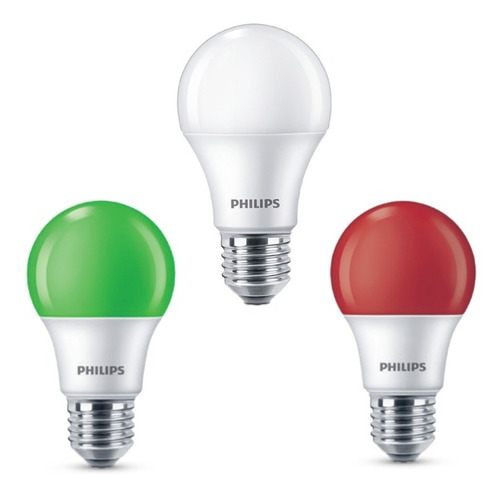 Paquete 3 Focos Led Bandera Tricolor. Verde, Blanco Y Rojo.