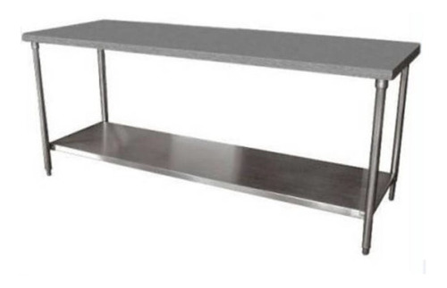 Mesada Central Con Estante Inox 200 X 61 Cm