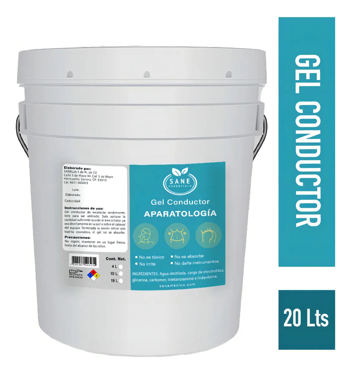 Gel Conductor Lubricante SANE Essential Cavitación Ipl Y Mas 20 Lts
