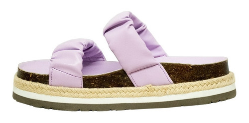 Imagen 2 de 7 de Sandalia Dama Mujer Huarache Corcho Morado Plataforma