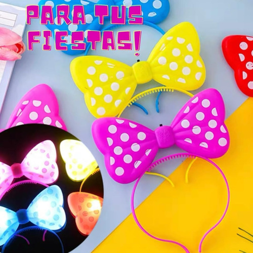 36 Diademas Orejitas Minnie Mouse Mimi Luz Led De Colores