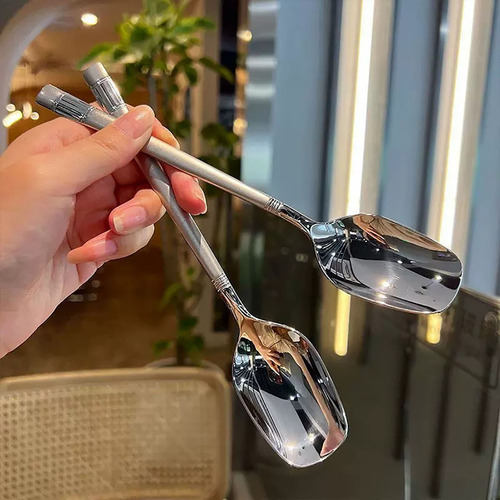 Cuchara De Acero Inoxidable C Para Uso Doméstico, Mango Larg