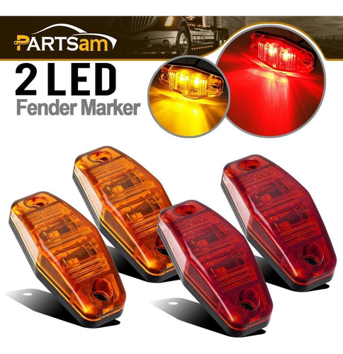 Partsam 4pcs Mini 2.5 Pulgada Trailer Led Side Fender Marker