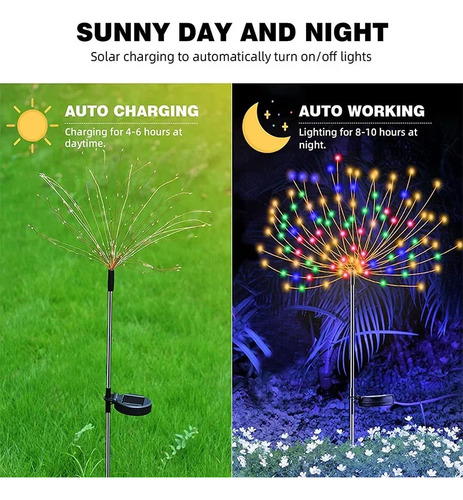 Guirnalda De Fuegos Artificiales Led Solares A Prueba De Agu