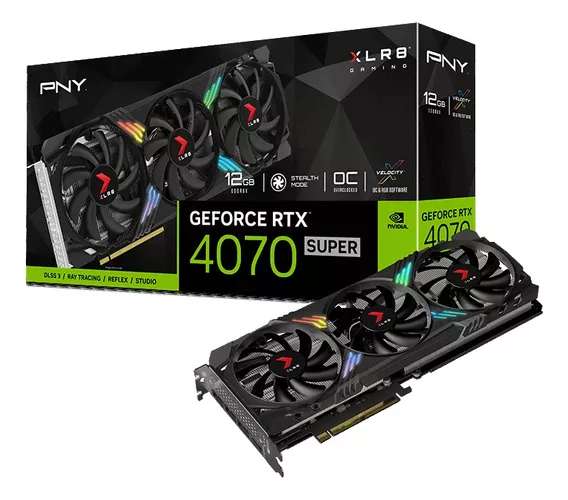 Placa De Video Rtx 4070 Super Pny Xlr8 Triple Fan Rgb