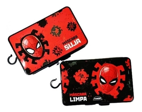 Porta Máscaras N95 Infantil Compartimento Duplo Limpa E Suja Cor Homem Aranha