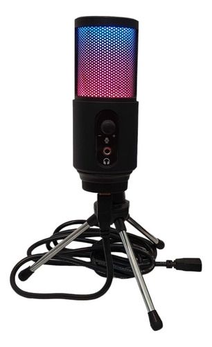 Microfono Usb Con Luz Rgb Hugel Mc380 Gaiming - Fact. A Y B Color Negro