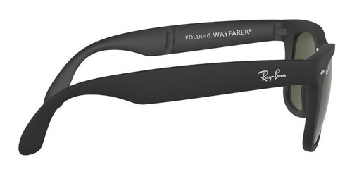 Imagen 6 de 8 de Anteojos de sol Ray-Ban Wayfarer Folding Classic Large con marco de nailon color matte black, lente green de cristal clásica, varilla matte black de nailon - RB4105