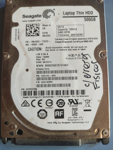 Disco Seagate 500 Gb Con Errores Físicos St500lt012 Plateado (Usado)