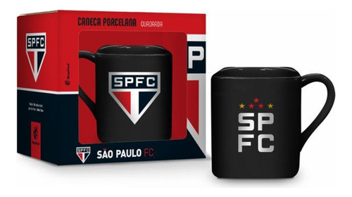 Caneca Quadrada Porcelana 220ml Time São Paulo