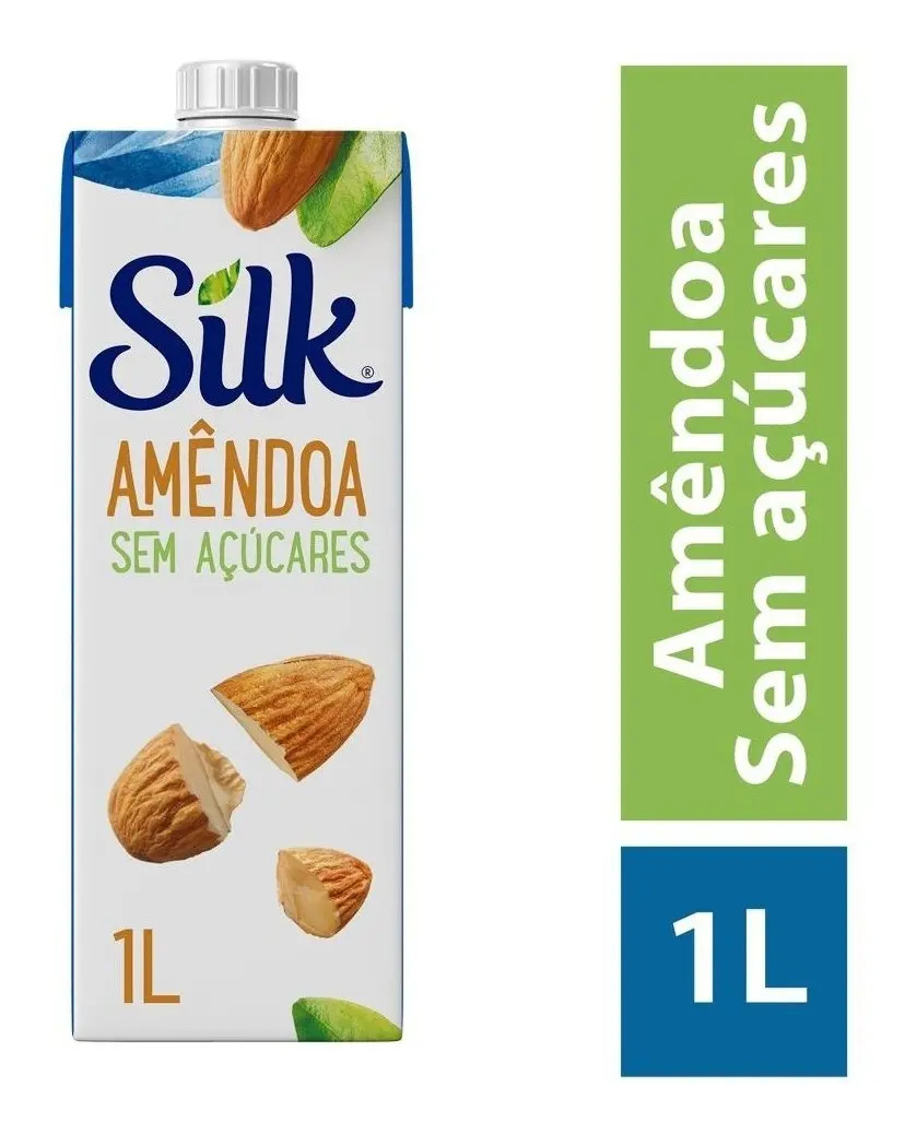 Bebida Vegetal Rico em Vitaminas Sem glúten 1L Sabor Amêndoa Sem Açúcar Silk