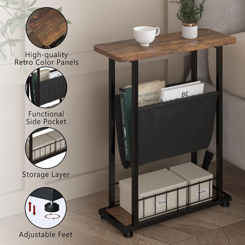 Walmokid Mesa Auxiliar De 3 Niveles Con Revistero, Mesa Auxi