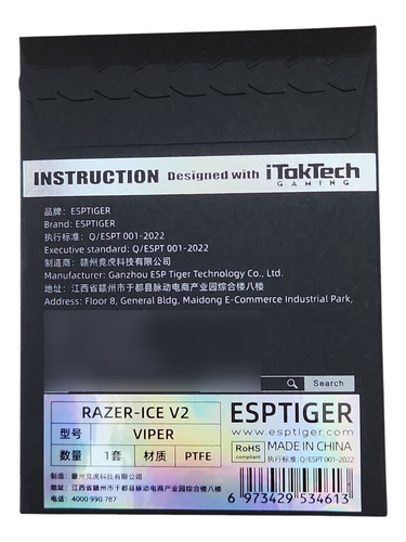 Mouse Feete Tiger Ice V2 Razer Viper Branco