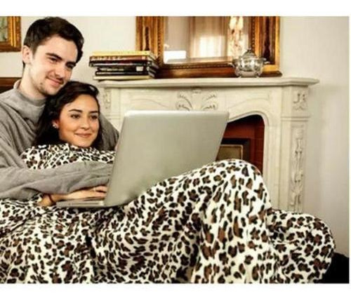 Cobertor Com Mangas Tv Solteiro Prime Leopardo Luxo