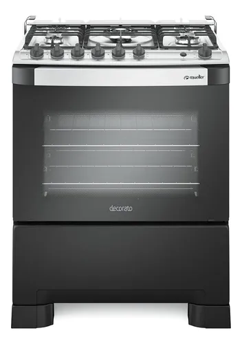 comprar Fogão Mueller 5 bocas Decorato Gourmet Preto Fosco com Timer e Tripla Chama Bivolt