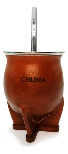 Mate Chuna Triton Cuero Marron Acero Inoxidable Termico 