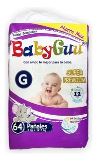 Pañales Para Bebé Grande Babyguu Talla G Premium 64 Unid.