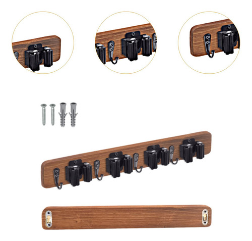 Soporte Para Escobas Y Fregonas, De Madera, Rústico, Para Ga