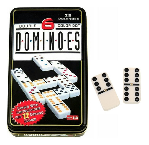 Domino 28 Fichas Juego De Mesa Con Doble 6 Pontos Negros