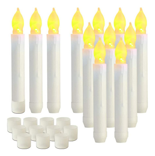 12 Velas Led Conicas Sin Llama, Velas Flotantes - Decoracion