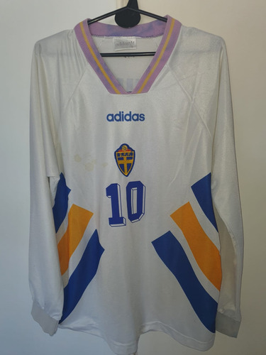 Camiseta Seleccion Suecia adidas 1994 Blanca #10 Dahlin