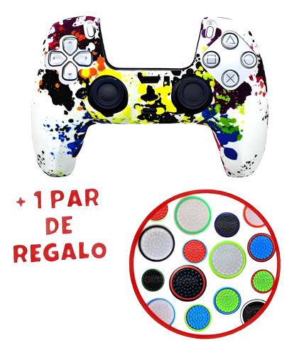 Funda Silicon Protectora Diseño 06 + 2 Gomas Para Ps5