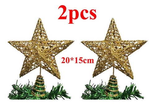 20 Cm Para Punta De Árbol De Navidad Estrella Con Luz Led De