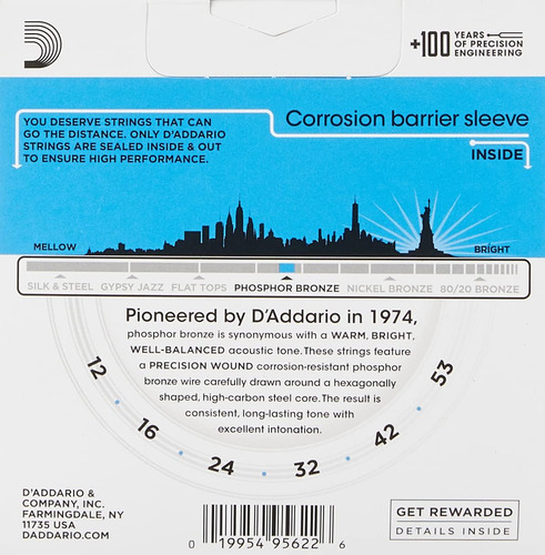 Cuerdas De Guitarra D'addario - Guitarra Acústica, Ligera, 1
