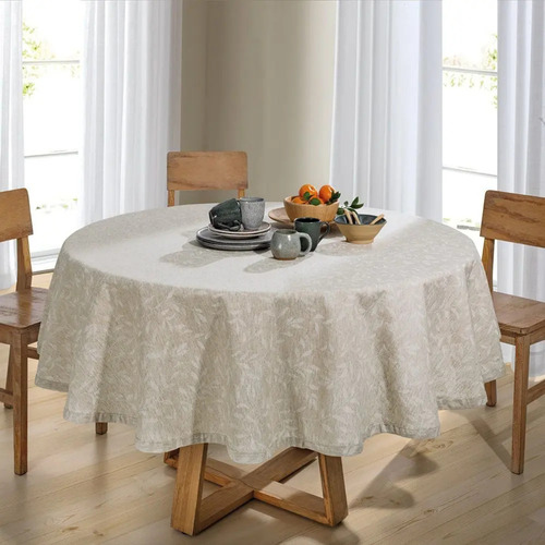 Toalha De Mesa Dohler Linho Redonda 8 Lugares Impermeável 2m