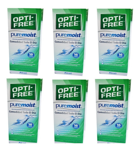 Solucion Lente Contacto Optifree Pure Moist 300 Ml Combo 6