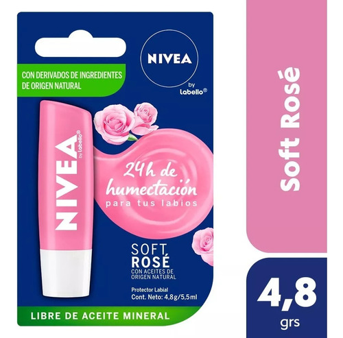 Nivea Protector Labial Soft Rose X 4,8 Gr 4,8 Gr Descripción
