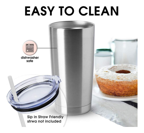 Vasos De 20 Oz De Acero Inoxidable Tapa, Tazas De Café...