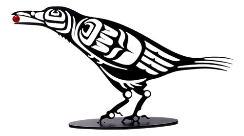 Figura Metálica De Pájaro Con Forma De Cuervo, Cuervo Y Baya