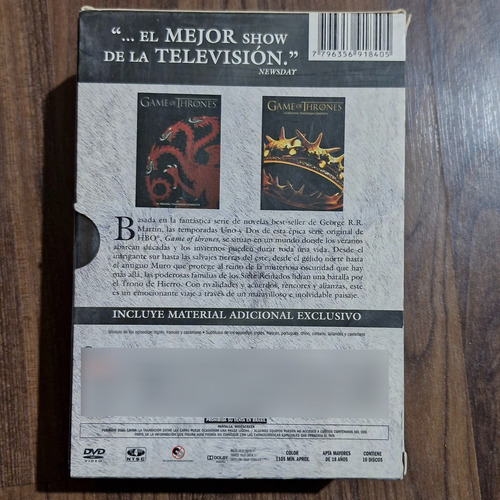 Game Of Thrones Dvd Original Temp 1 Y 2 Juego De Tronos (Usado)