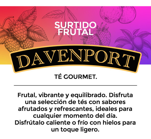 Té Gourmet Davenport Surtido Frutal 5 Sabores 20 Sobres 2 G