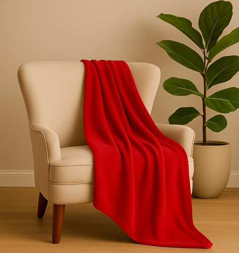 Frazada Cobija Supersuave Premium Cobertor Liso Matrimonial Rojo Liso