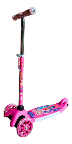Patinete Barbie Menina Com 2 Rodas Na Frente Luz E Música Cor Rosa-chiclete