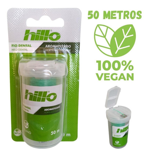 Fio Dental Hillo Vegano 50 Metros Aromatizado Hortelã Promo