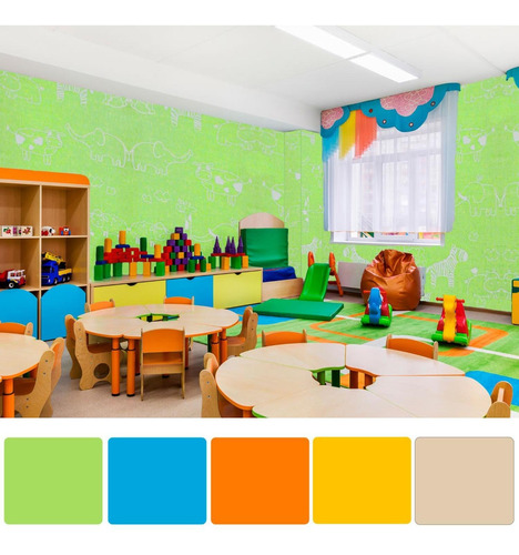 Papel Tapiz 3d Autoadherible Infantil Verde Rinde 4.5m2 Verde
