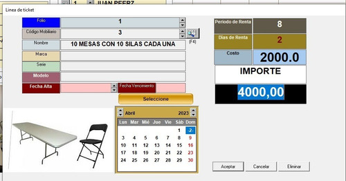 Programa Para Renta De Mobiliario