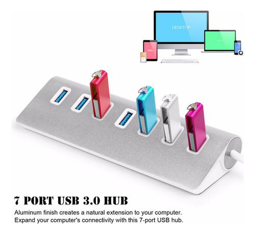 Hub Usb 3.0 High De 7 Puertos Para Ordenadores Portátiles Y