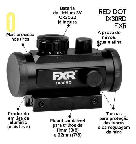Red Dot 1x30 Para Airsoft Carabina De Pressão Trilho 11/22mm