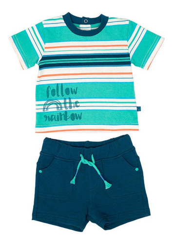 Conjunto Bebé Algodón Verano Niño Azul