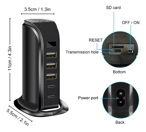 Cámara Espía Genérica Cargador Usb 4k Full Hd 4 Usb 1 C