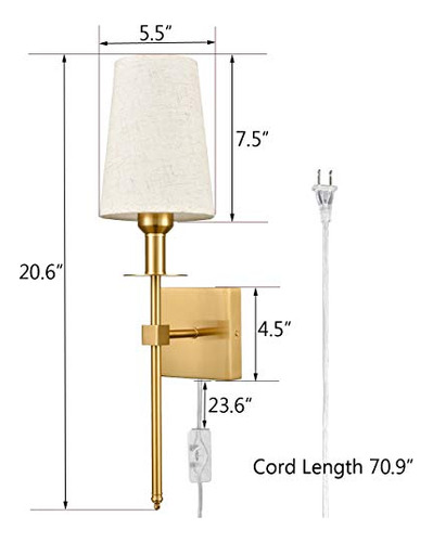 Lámpara Pared Teenyo Oro Set 2 Sconces - Baño, Dormitorio,