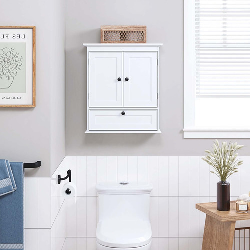 Armario De Pared De Baño Pequeño Con Puertas Y Estante Ajust