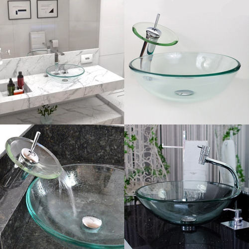 Lavabo de baño de vidrio robusto Cuba | Lavabo de lujo con zafiro